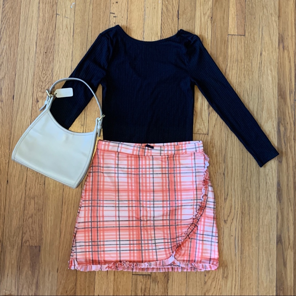 Urban Outfitters Orange Plaid Mini Skirt